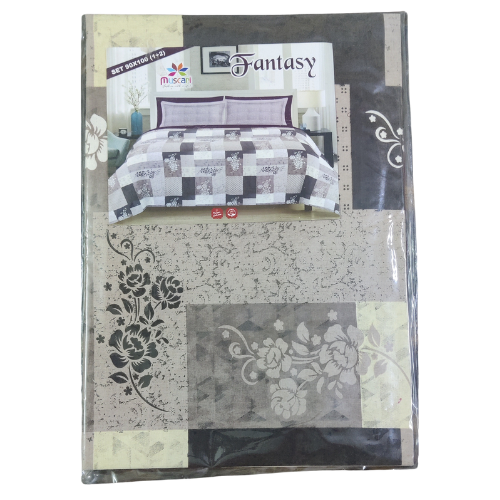 Muskan Fantasy Queen Size Patchwork Floral Printed Bedsheet Set